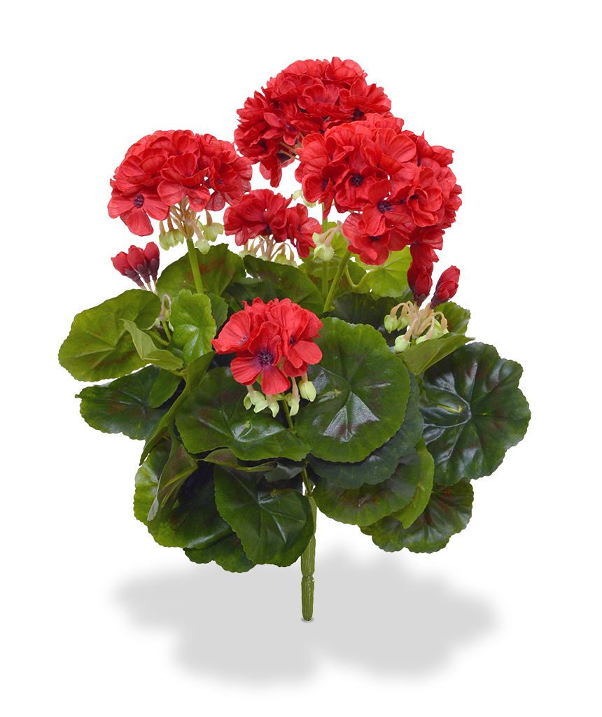 Geranien Kunstpflanze Bukett 40 cm rot unter Blühende Kunstpflanzen