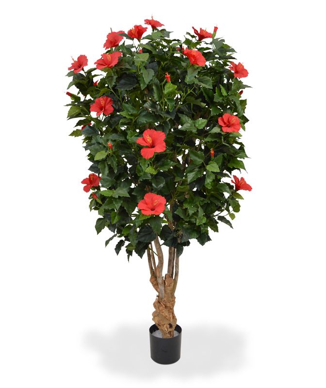 Hibiskus Kunstpflanze Deluxe XL 170 cm rot unter Blühende Kunstbäume