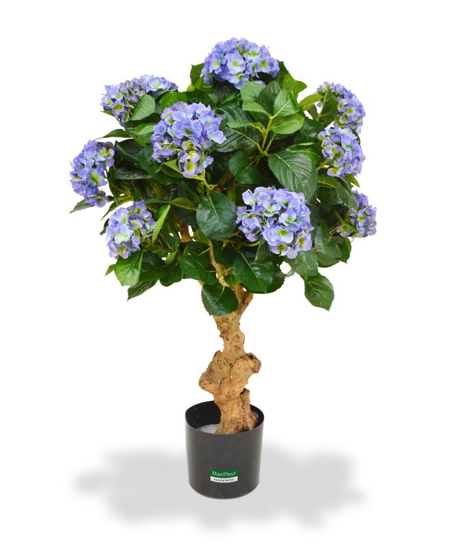 Künstliche Hortensien Deluxe mit Echtholzstamm 90 cm blau unter Blühende Kunstpflanzen