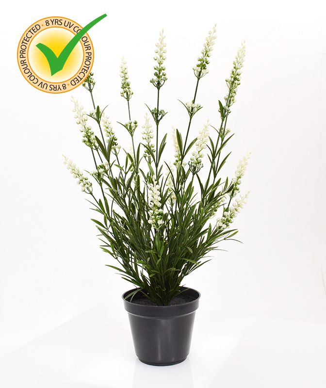 Knstliche Lavendel Pflanze 50 cm UV-bestndig weiss in Topf