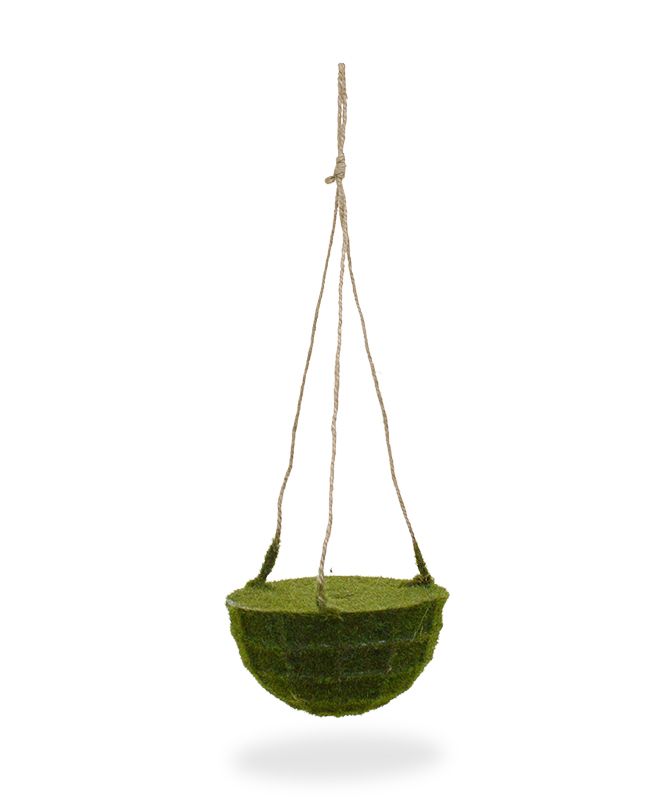 Kunstmoos Hängekorb 15 cm mit Jute Seil unter Künstliche Hängepflanzen